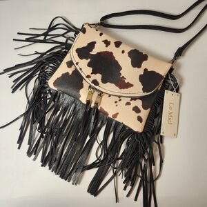 Western Fringe Vegan Cowhide Crossbody